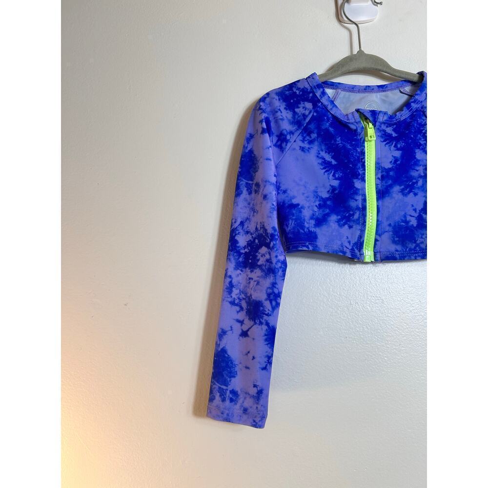 WONDER NATION Girl’s Rashguard Long Sleeve Front Zipper Swim Top / Size: XS 4-5 - Picture 4 of 6